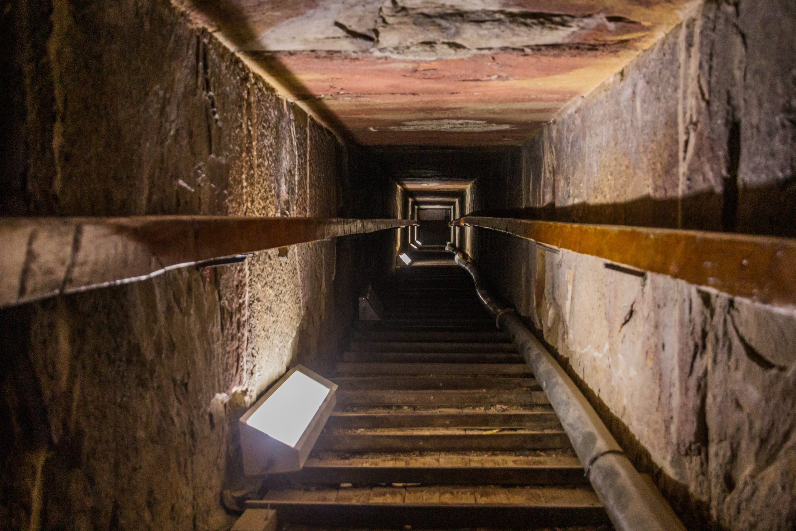 Stairway in the Red Pyramid in Dahshur, Egypt