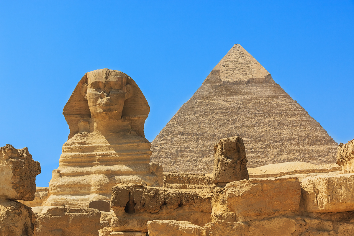 Pyramids from the Giza Plateau. Cairo, Egypt